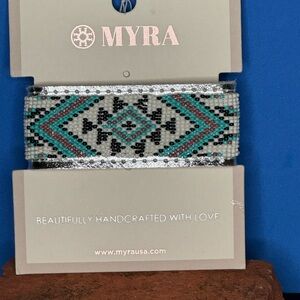 NWT Myra Bag Turquoise and Black Beaded Bracelet